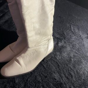 Cream Calf High Boots